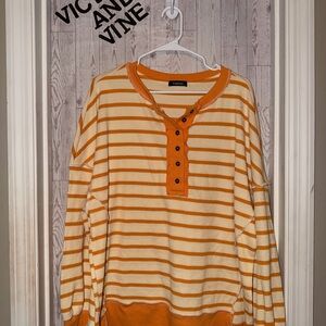 Amazon Orange and White Striped Long Sleeve Tee
